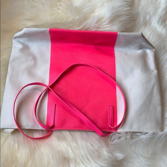 Victoria’s Secret Ivory Neon Pink Tote Bag - Picture 4 of 6